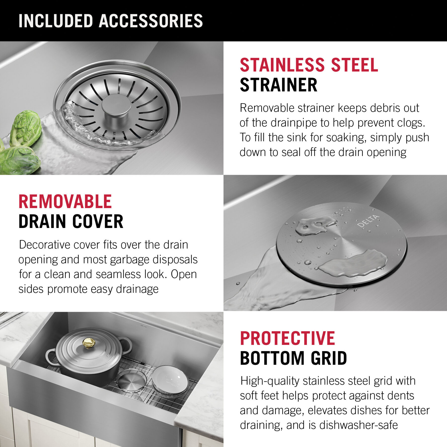 30” Workstation Undermount Single Bowl 16 Gauge Stainless Steel Farmhouse Apron Front Kitchen Sink with WorkFlow™ Ledge and Accessories, image 3